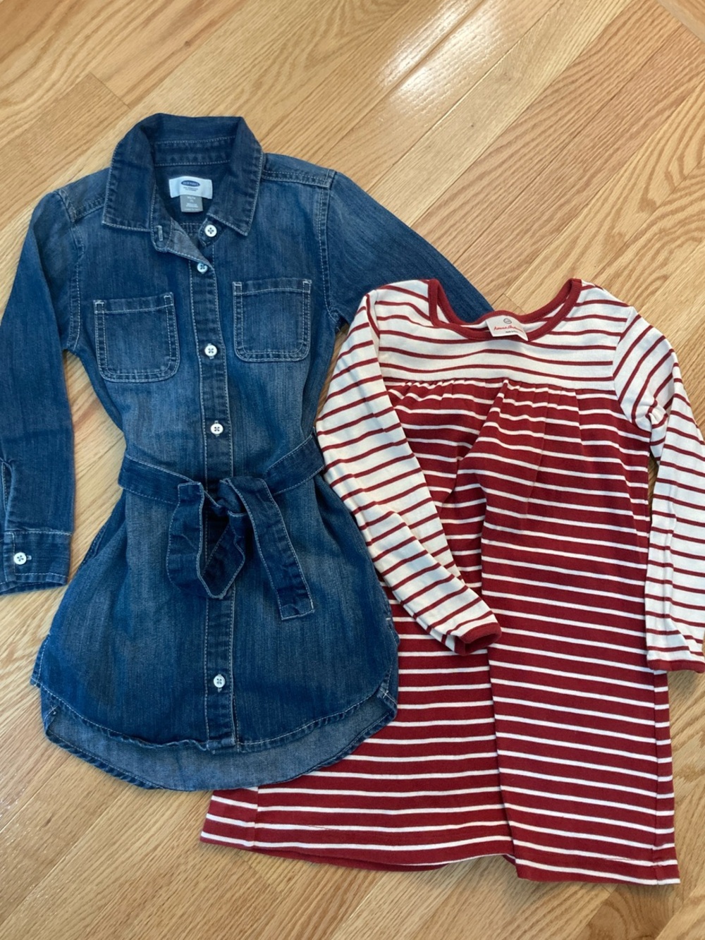 Hanna Andersson Red & White Striped Long-Sleeve Dress + Denim Dress